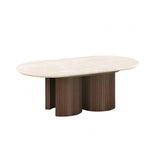 Alvik Dark Walnut/Light Beige Oval Coffee Table