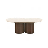 Alvik Dark Walnut/Light Beige Oval Coffee Table