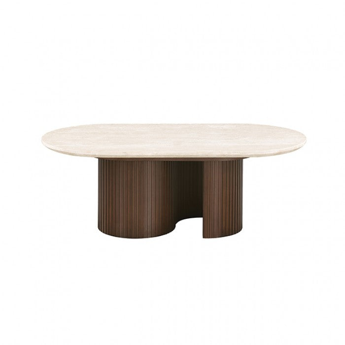Alvik Dark Walnut/Light Beige Oval Coffee Table