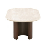 Alvik Dark Walnut/Light Beige Oval Coffee Table