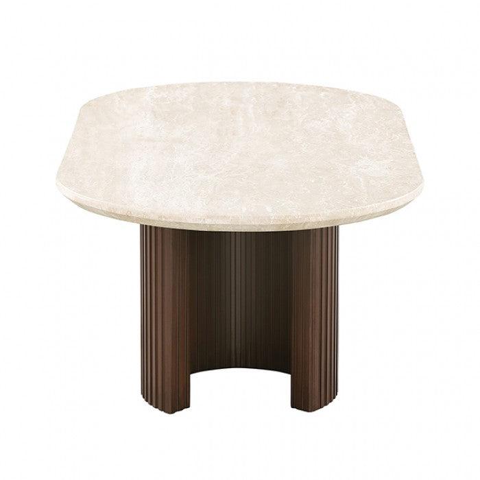 Alvik Dark Walnut/Light Beige Oval Coffee Table