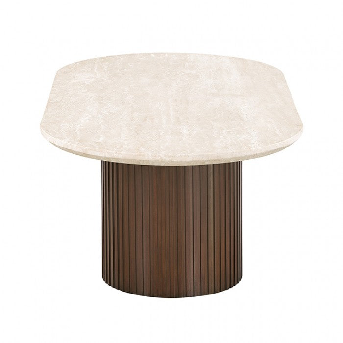 Alvik Dark Walnut/Light Beige Oval Coffee Table