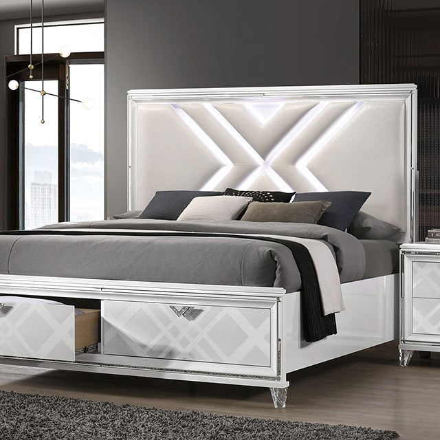 Emmeline Queen White Bedroom Set / 4pc - Ornate Home