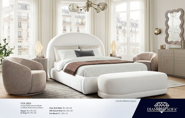 Fox White Performance Fabric Bed - Ornate Home