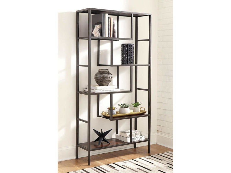 (Online Special Price) Frankwell Brown/Black Bookcase - Ornate Home
