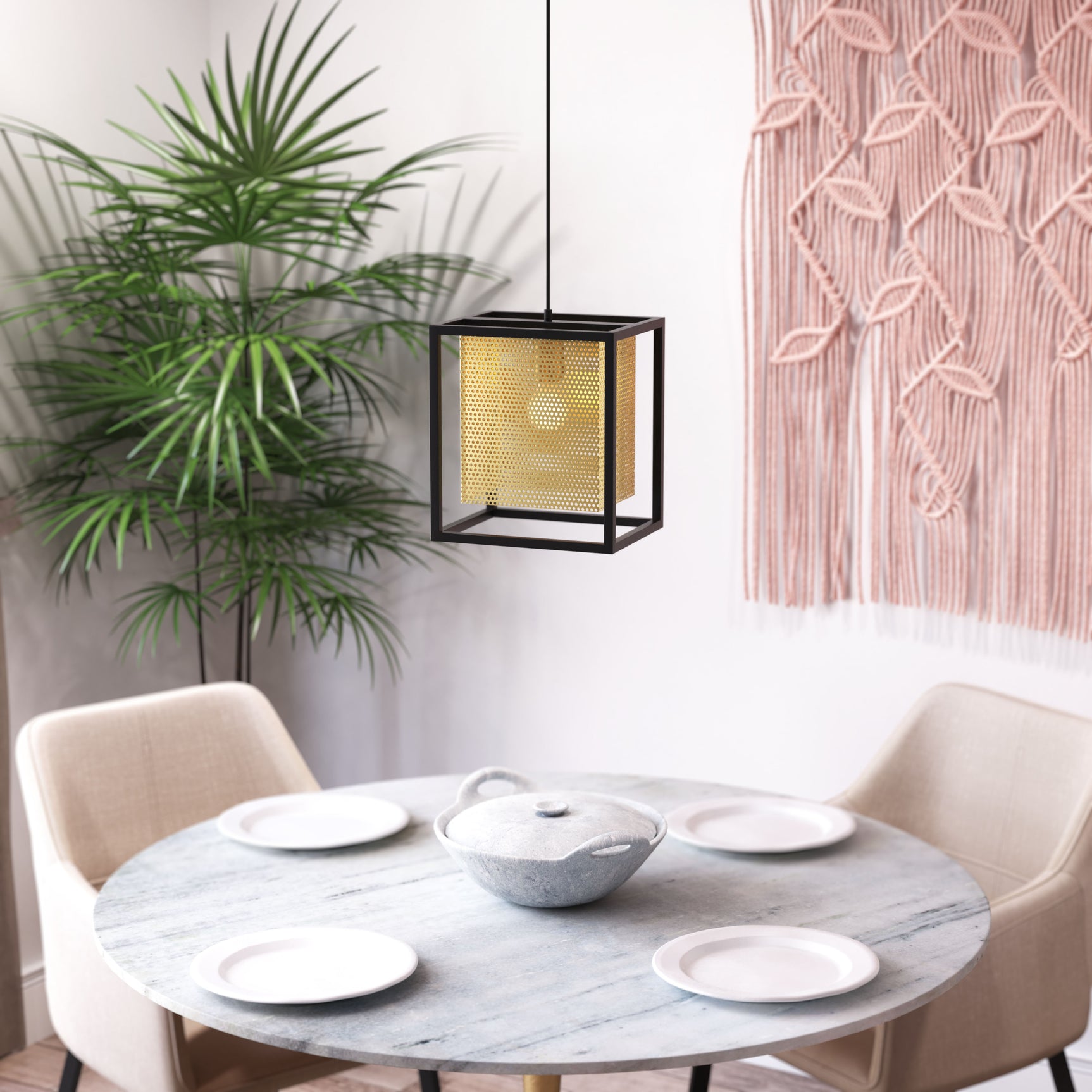 Yves Gold & Black Ceiling Lamp