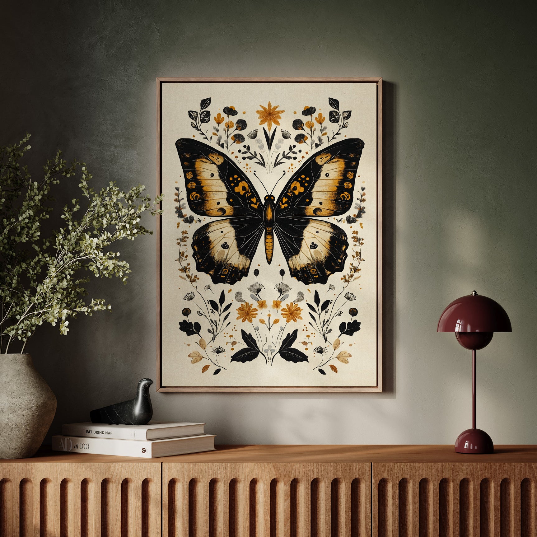 Gilded Monarch - Vintage Butterfly & Floral Art