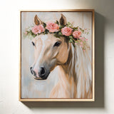 Petal-Crowned Horse Elegance