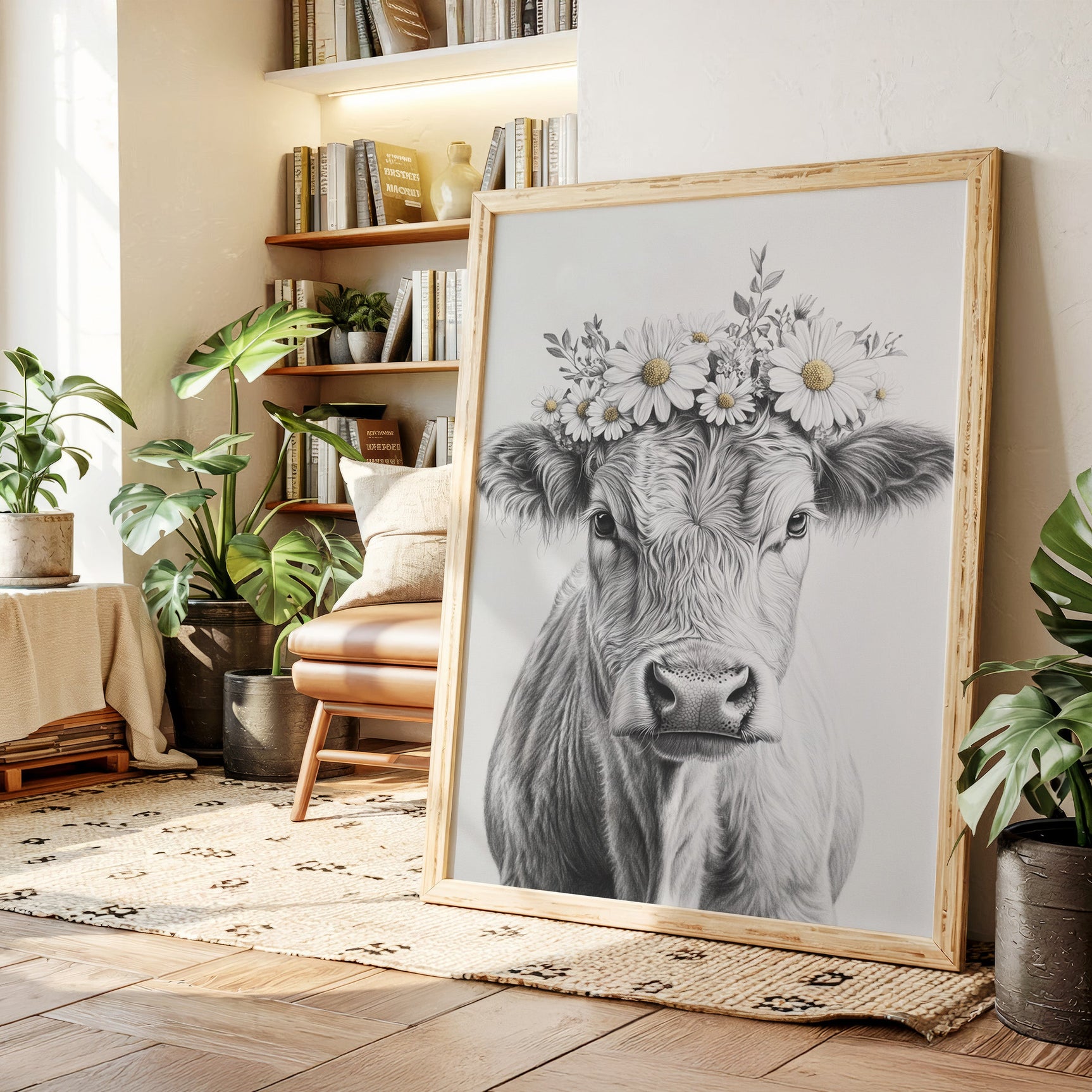 Rustic Daisy Cow