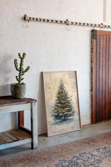 Illuminated Pines in Winter's Embrace