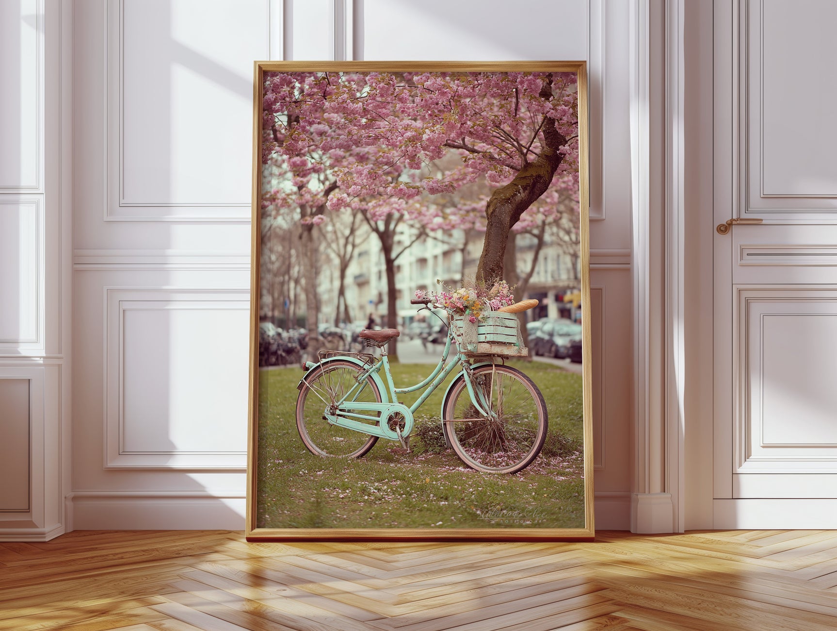 Bicycle Beneath Blossoming Canopy