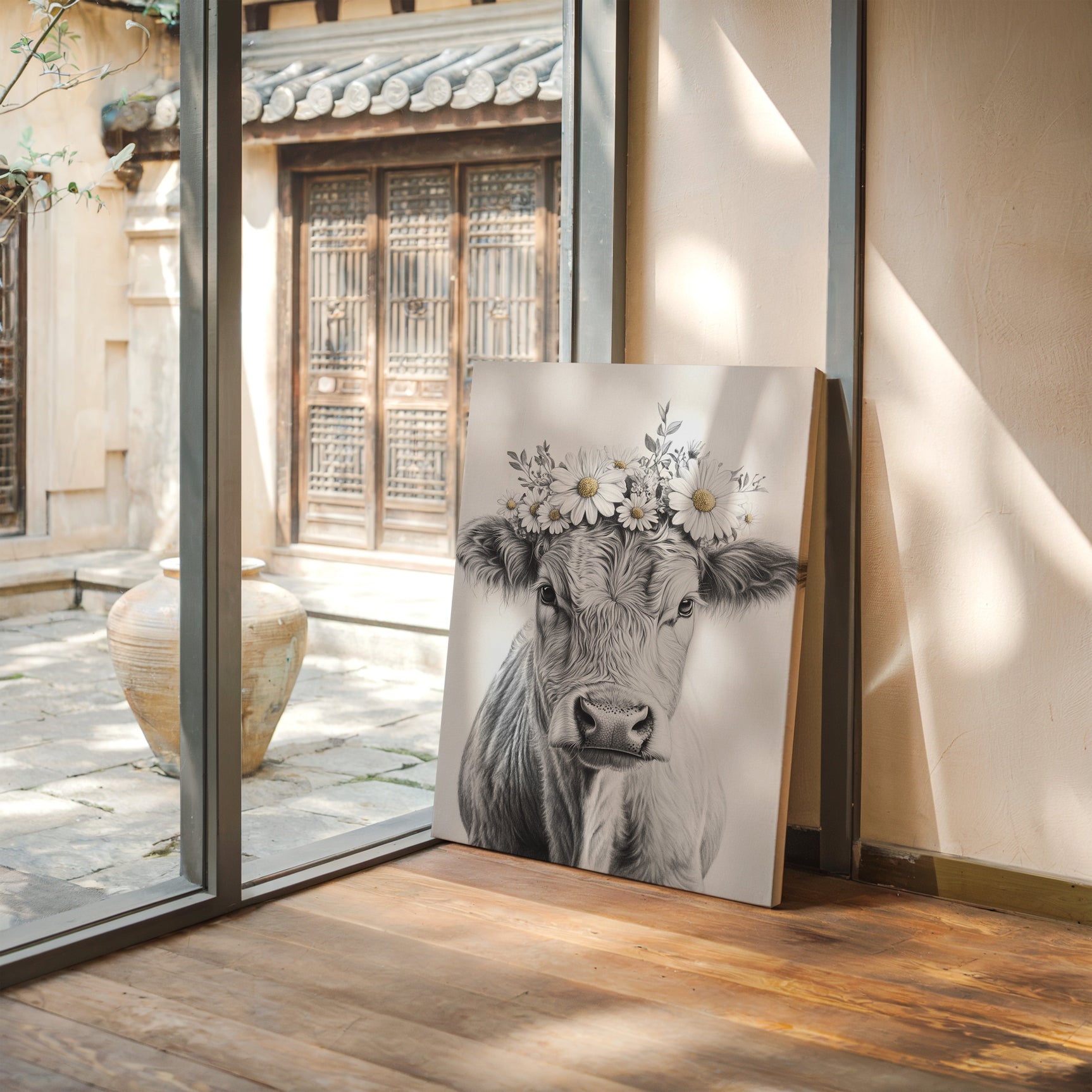 Rustic Daisy Cow