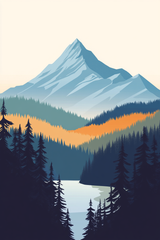 Serene Peaks - Modern Mountain Landscape Print