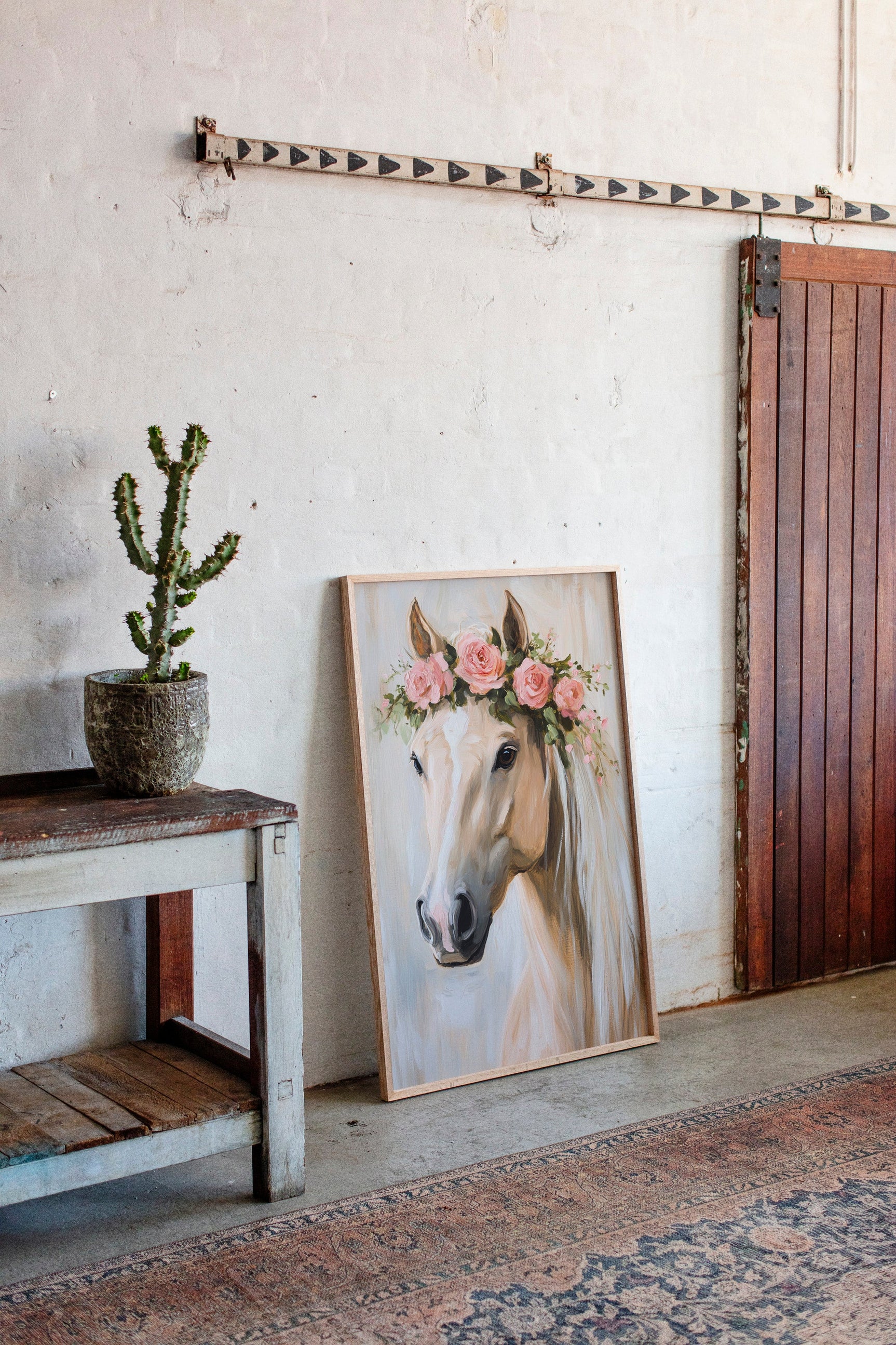 Petal-Crowned Horse Elegance