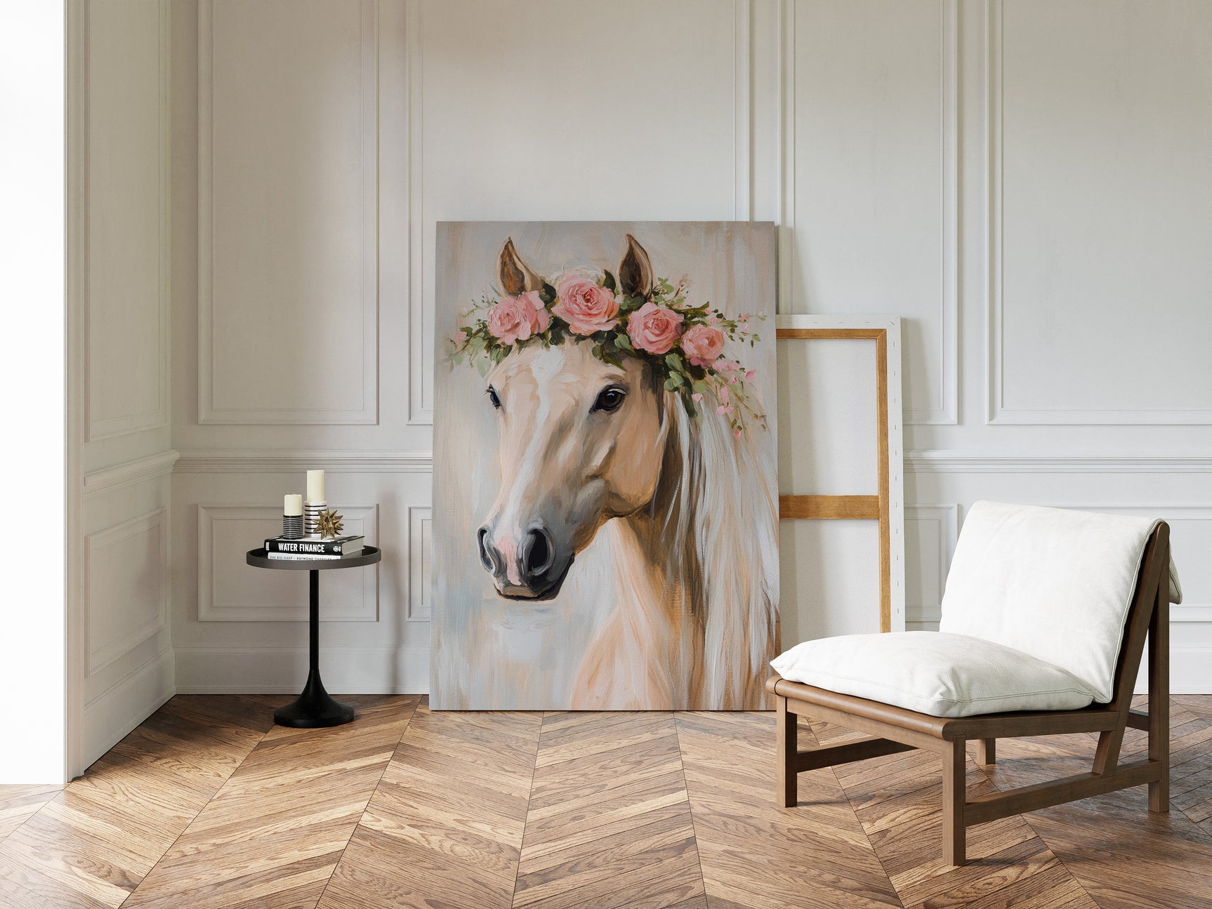 Petal-Crowned Horse Elegance