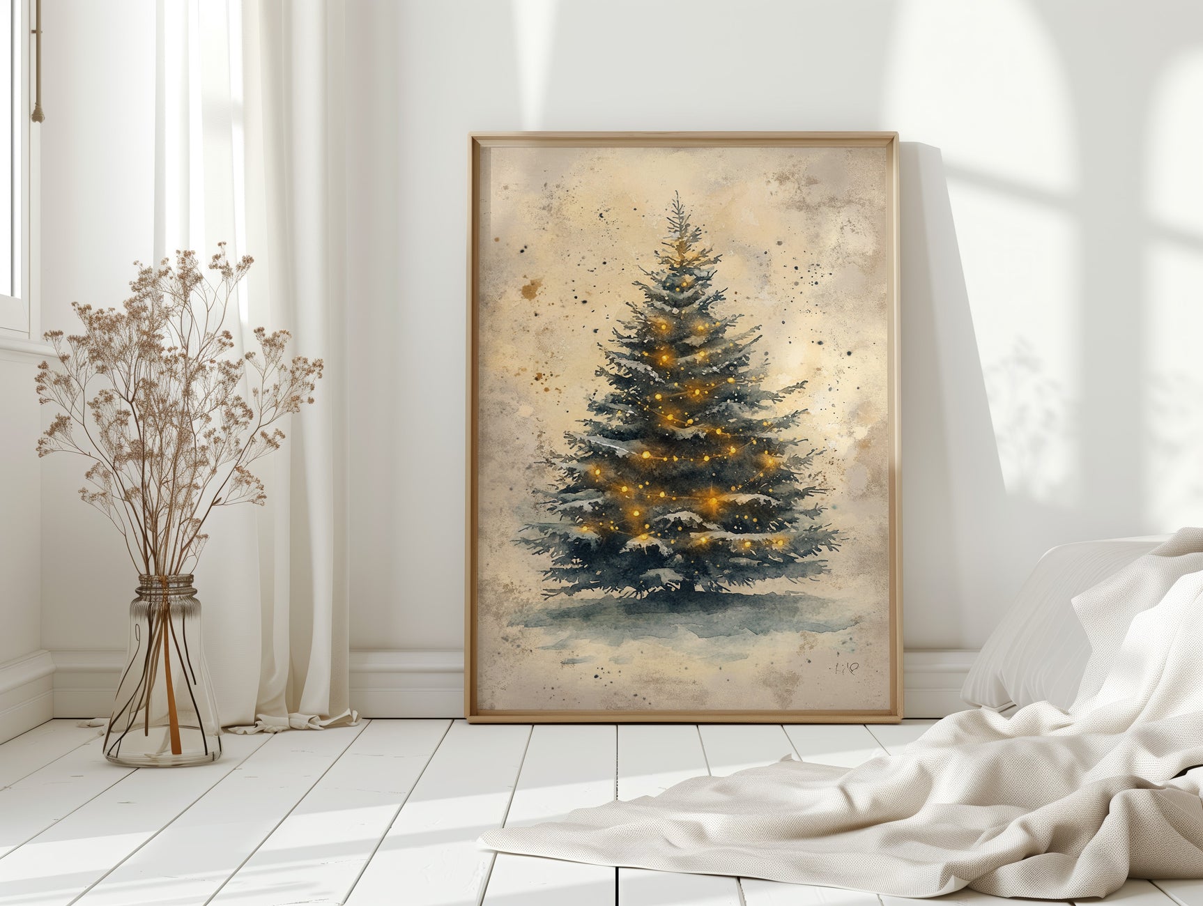 Illuminated Pines in Winter's Embrace