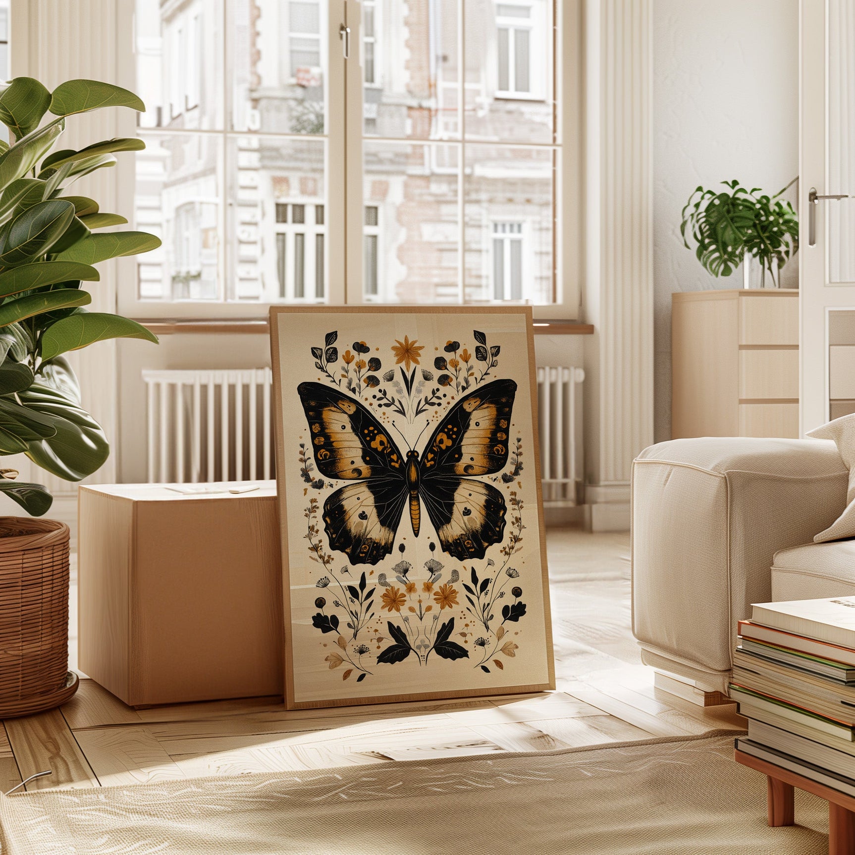 Gilded Monarch - Vintage Butterfly & Floral Art