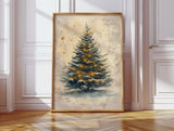 Illuminated Pines in Winter's Embrace