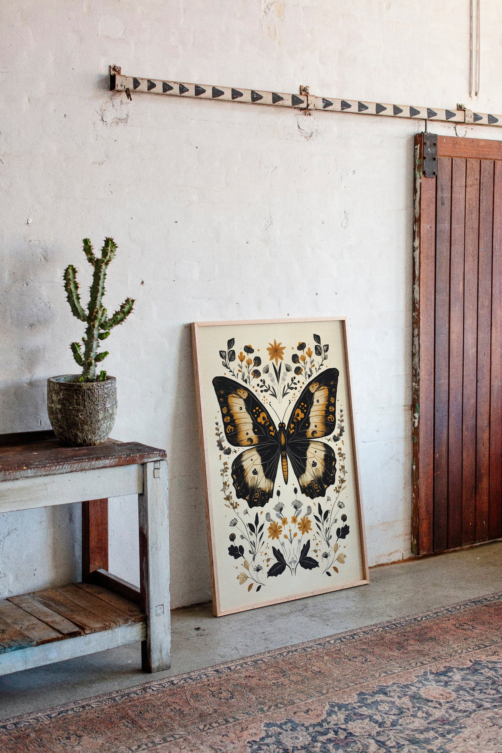 Gilded Monarch - Vintage Butterfly & Floral Art