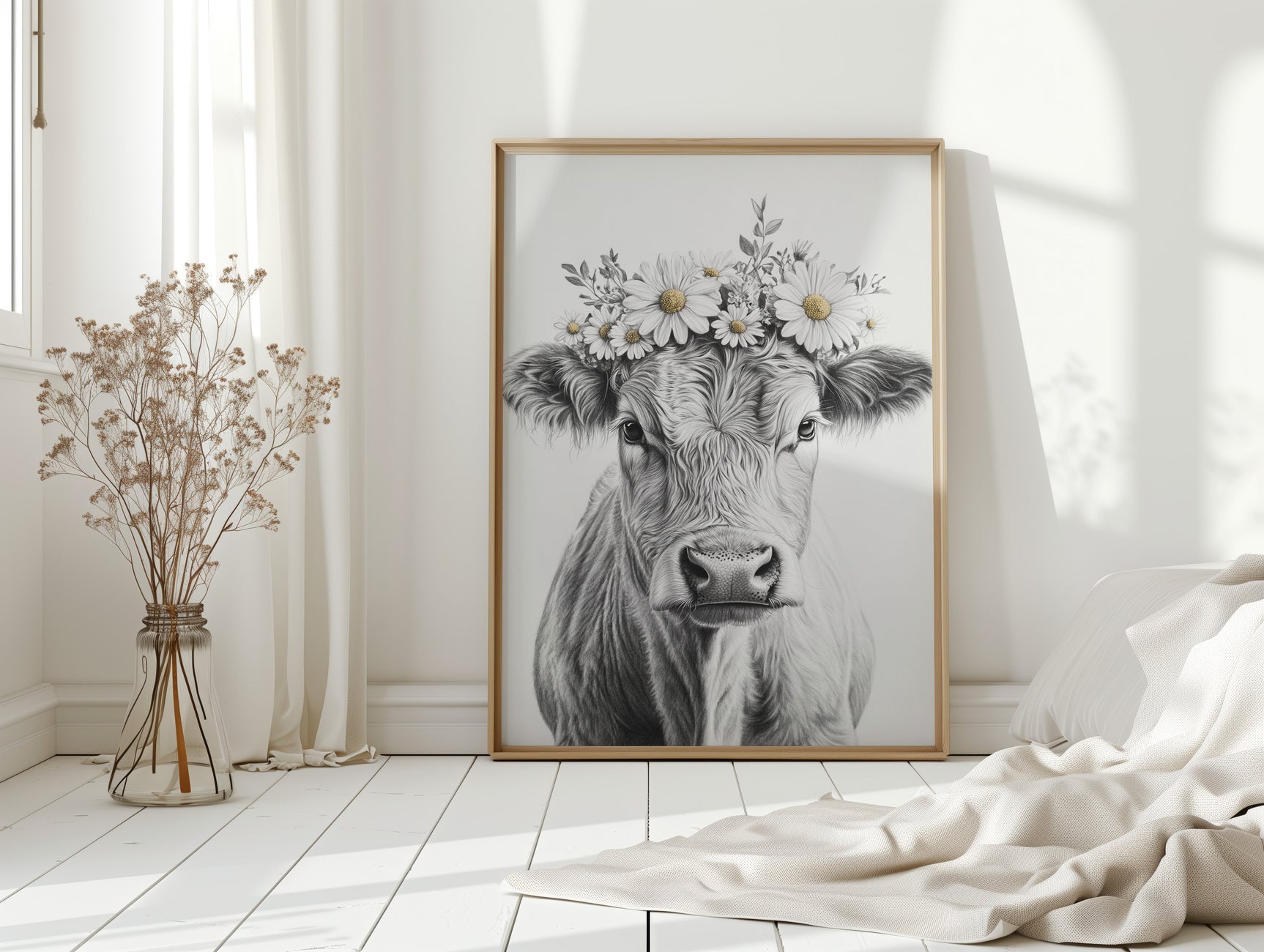 Rustic Daisy Cow