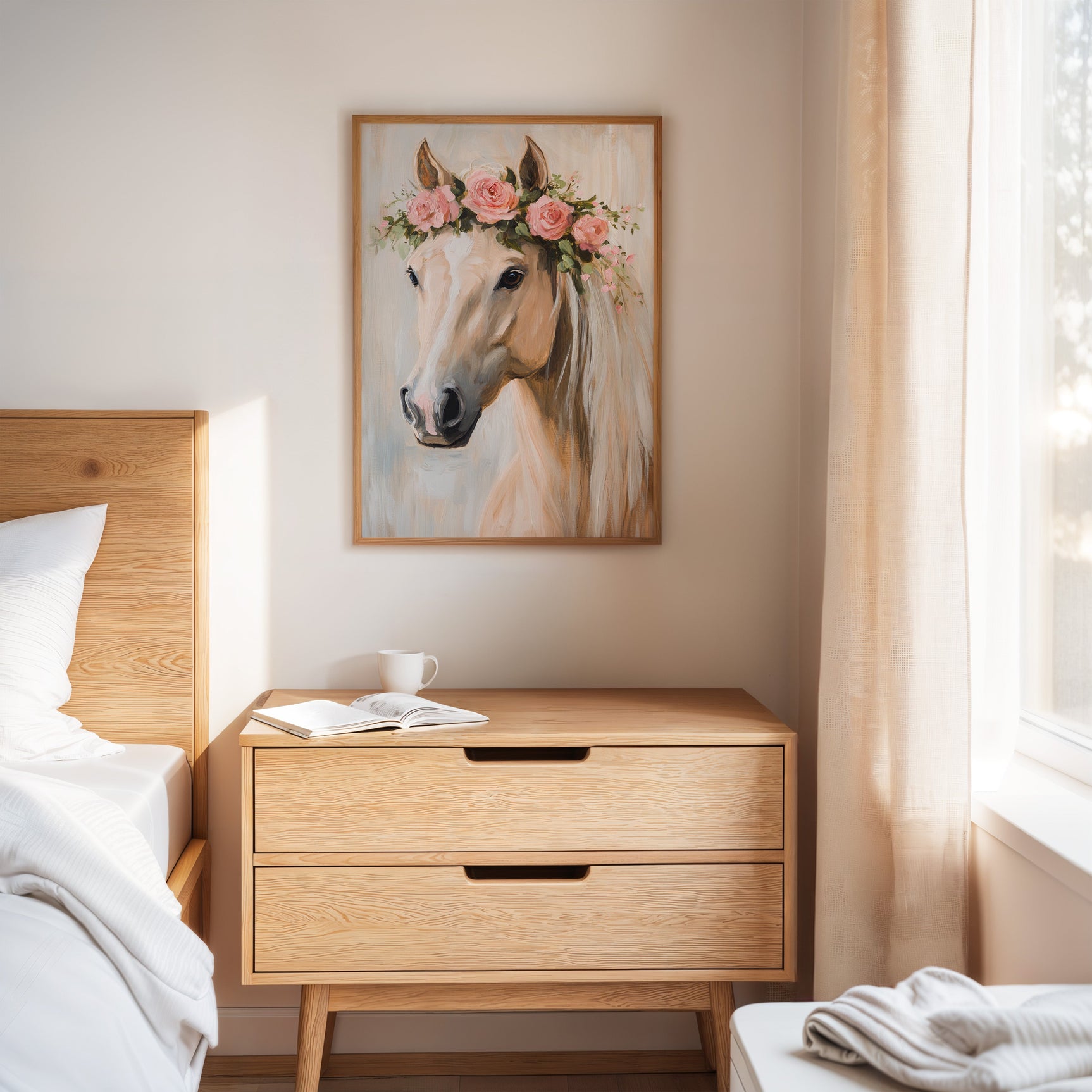 Petal-Crowned Horse Elegance