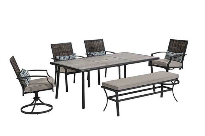 Sintra Black & Gray Outdoor Dining Set / 6pc - Ornate Home