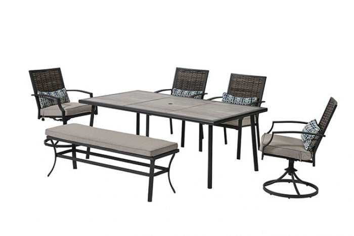 Sintra Black & Gray Outdoor Dining Set / 6pc - Ornate Home