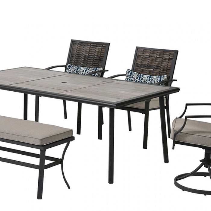 Sintra Black & Gray Outdoor Dining Set / 6pc - Ornate Home