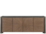 Modern Veil/Haze Four-Door Credenza With Power Bar And Wire Management