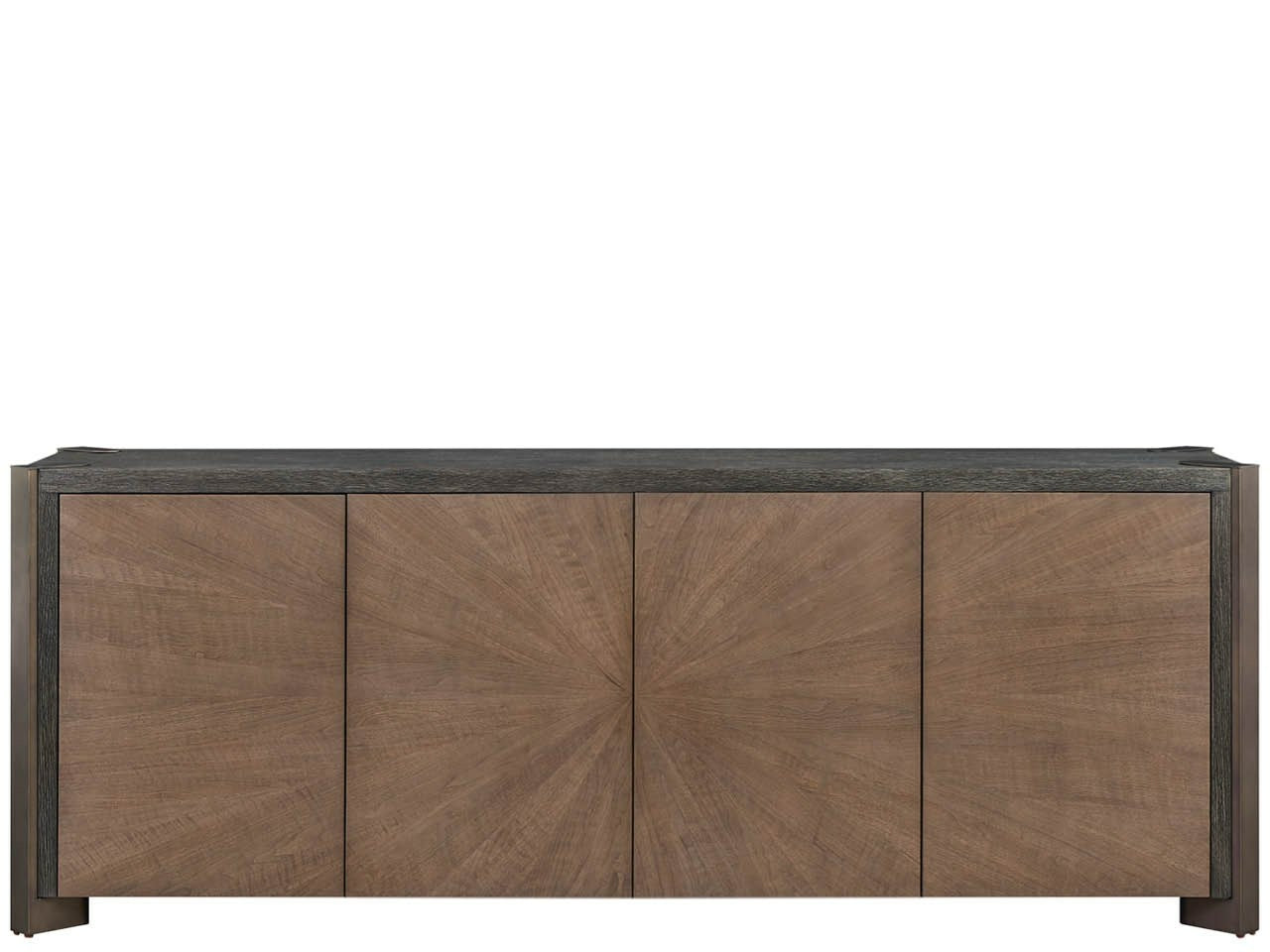 Modern Veil/Haze Four-Door Credenza With Power Bar And Wire Management