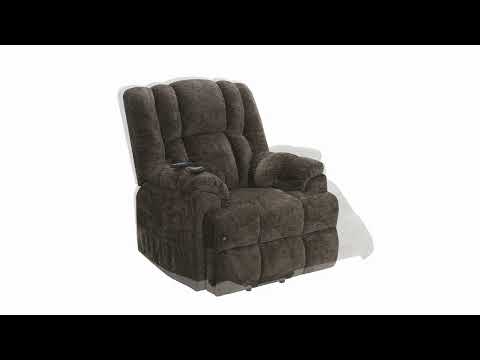 Pacay Brown Power Recliner w/ Lift, Heating & Massage