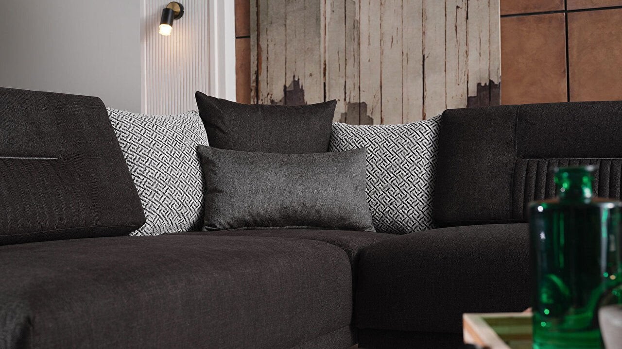 Seul Corte Anthracite LAF Chaise Sleeper Sectional Sofa