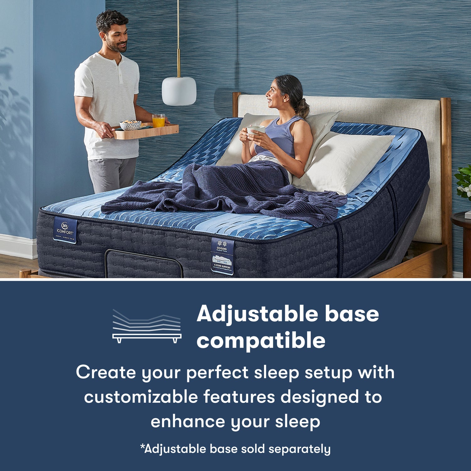 iComfort Aspire 14" Light Blue/Multicolor Memory Foam King Medium Mattress - Ornate Home