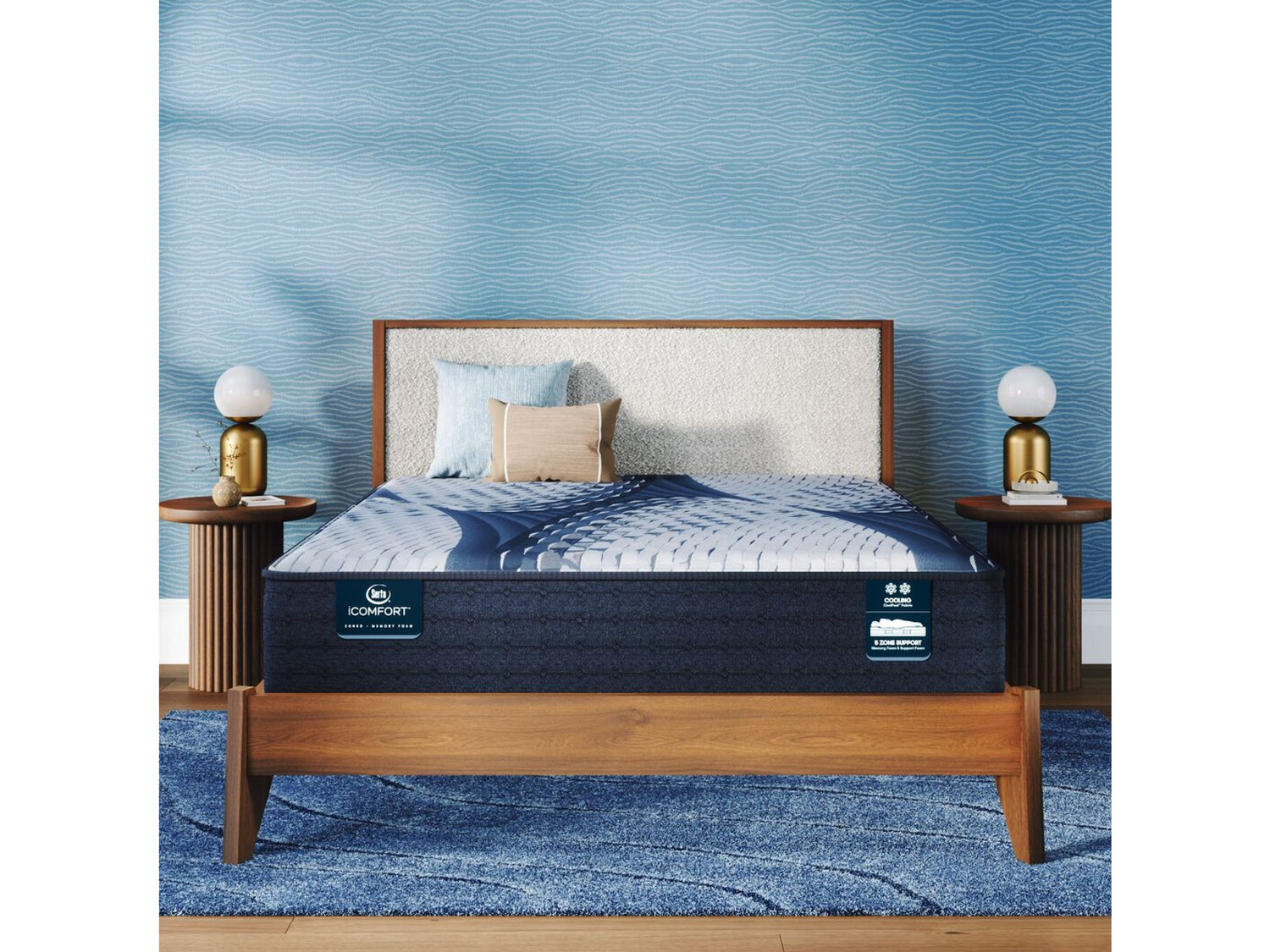 iComfort Aveda 12" Light Blue/Multicolor Memory Foam Cal King Plush Mattress - Ornate Home