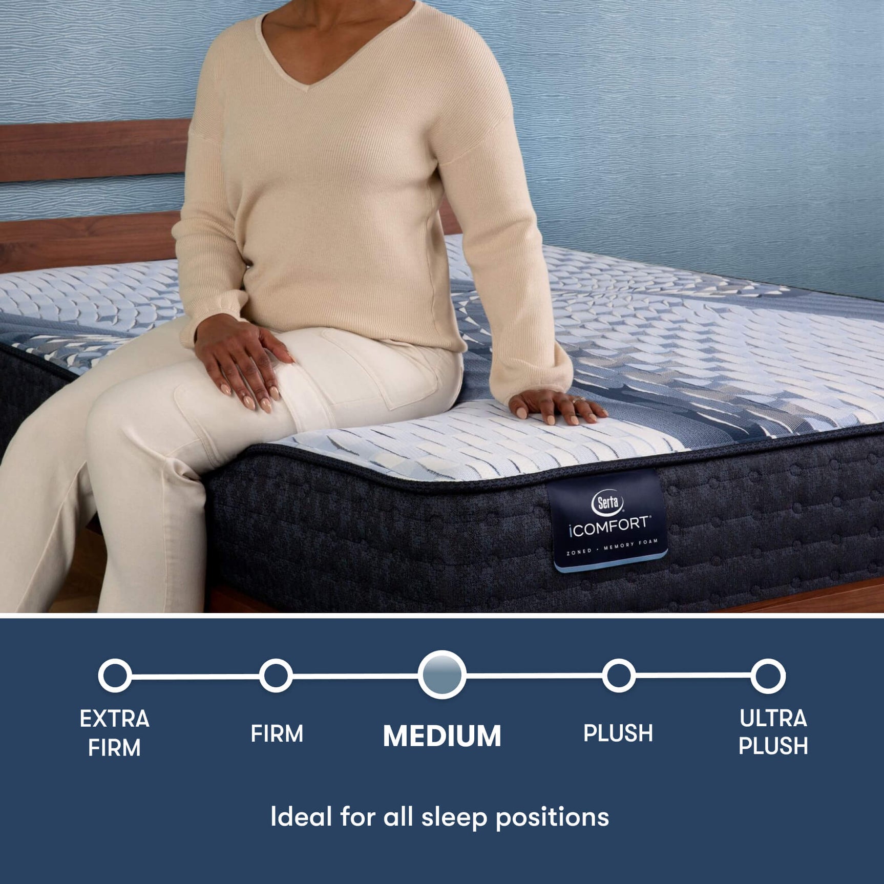 iComfort Aveda 12" Light Blue/Multicolor Memory Foam Full Medium Mattress - Ornate Home