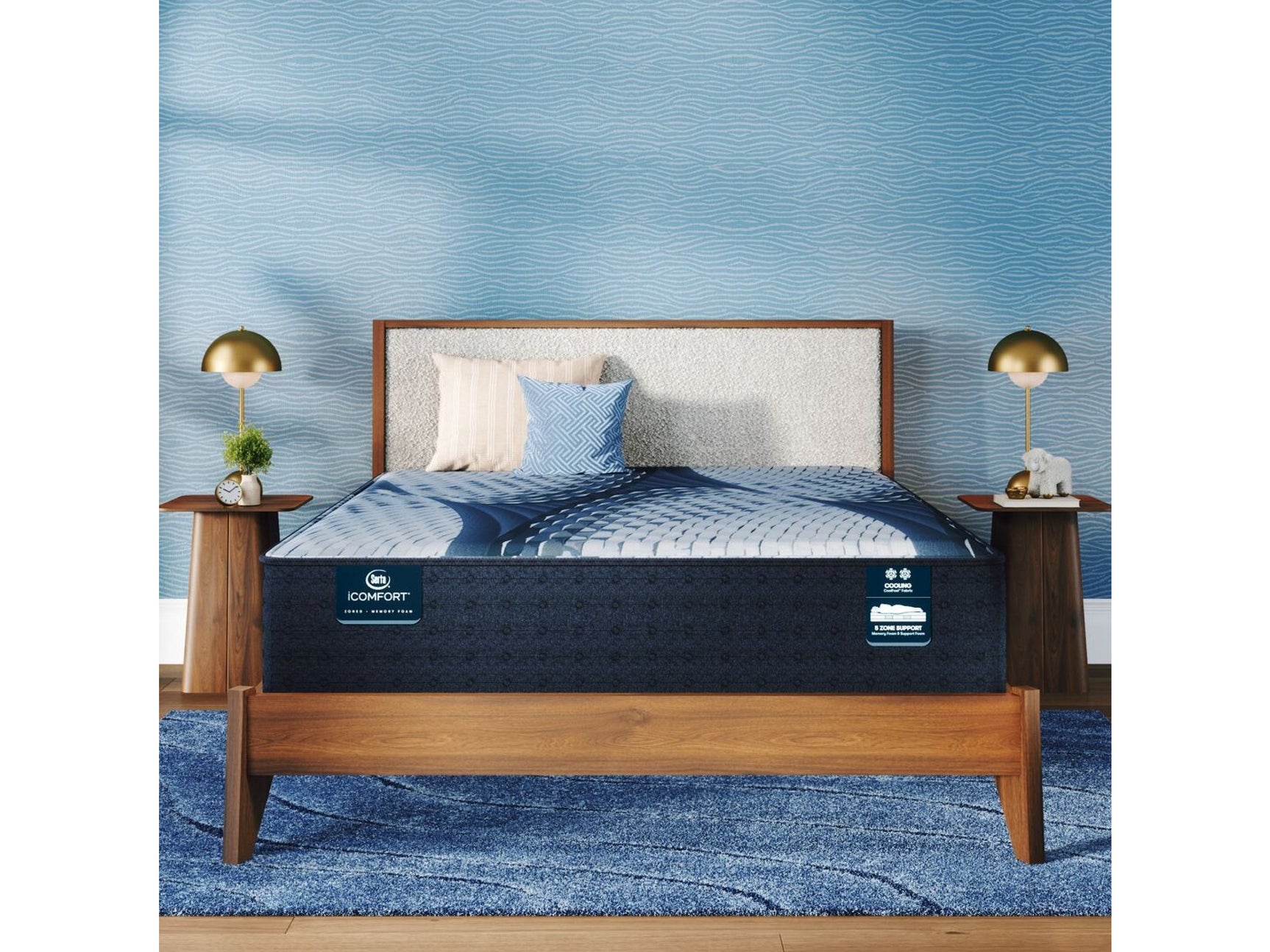 iComfort Iona 13" Light Blue/Multicolor Memory Foam Queen Plush Mattress - Ornate Home