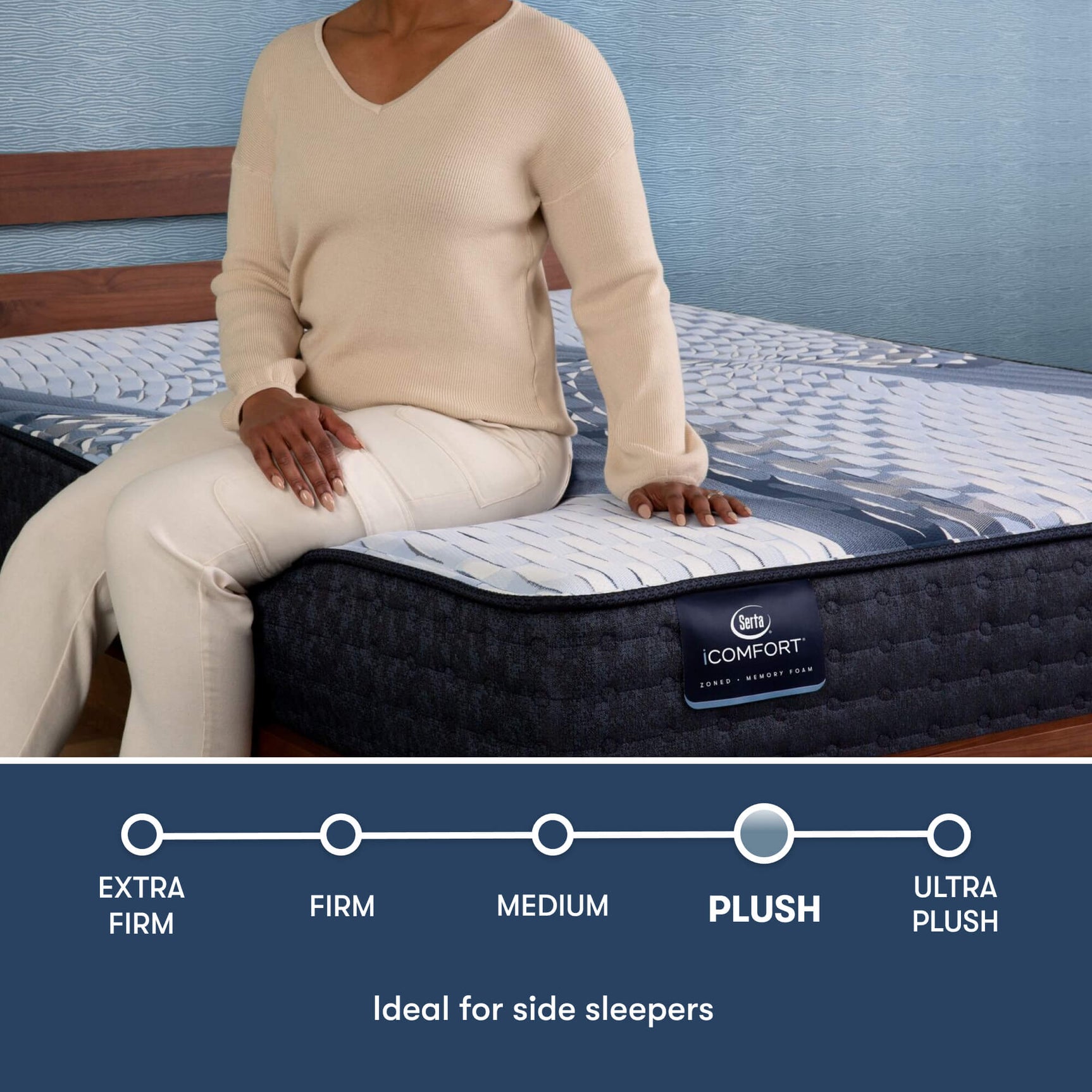 iComfort Iona 13" Light Blue/Multicolor Memory Foam Queen Plush Mattress - Ornate Home