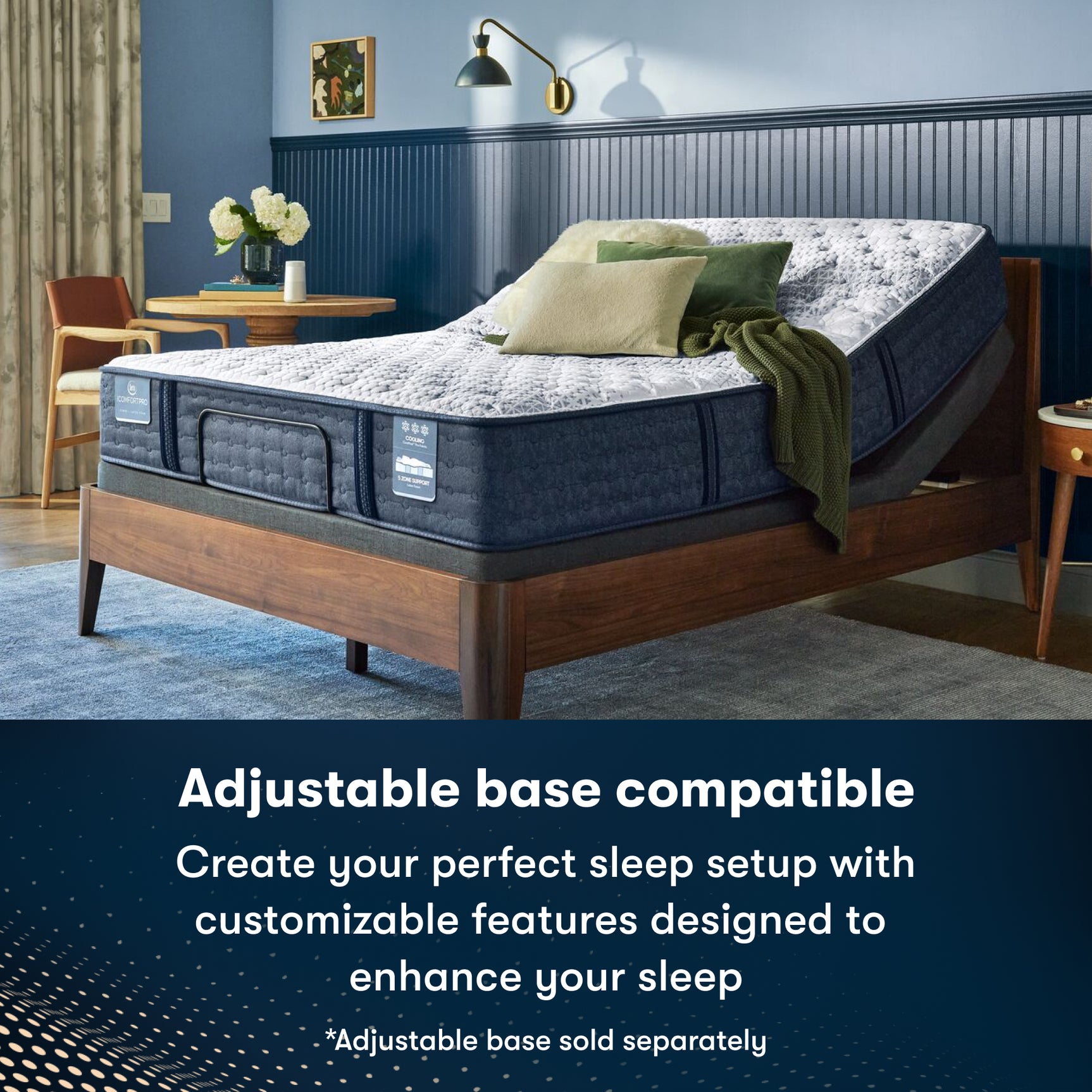 iComfortPro Ambrose 13" Dark Blue/White Latex Foam Cal King Plush Mattress - Ornate Home