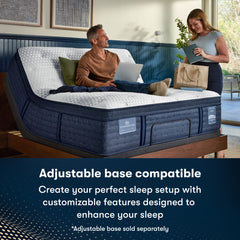 iComfortPro Buckingham 16" Dark Blue/White Latex Foam Twin XL Plush Pillow Top Mattress - Ornate Home