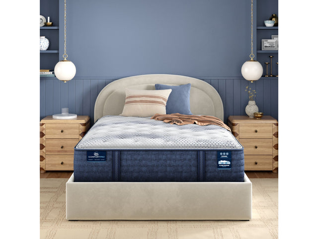 iComfortPro Canterbury 15" Dark Blue/White Latex Foam King Plush Mattress - Ornate Home