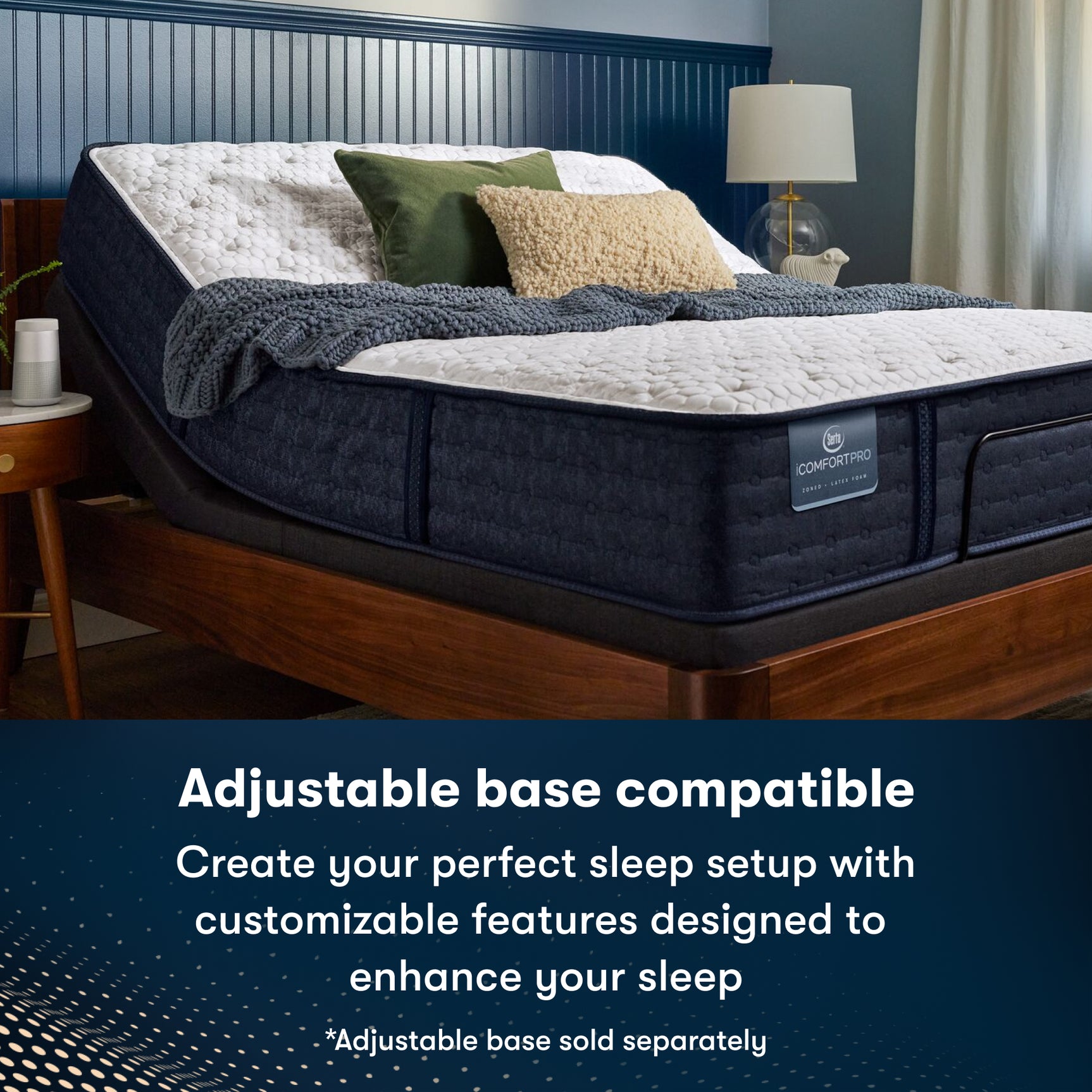iComfortPro Chelsea 12" Dark Blue/White Latex Foam California King Medium Mattress - Ornate Home
