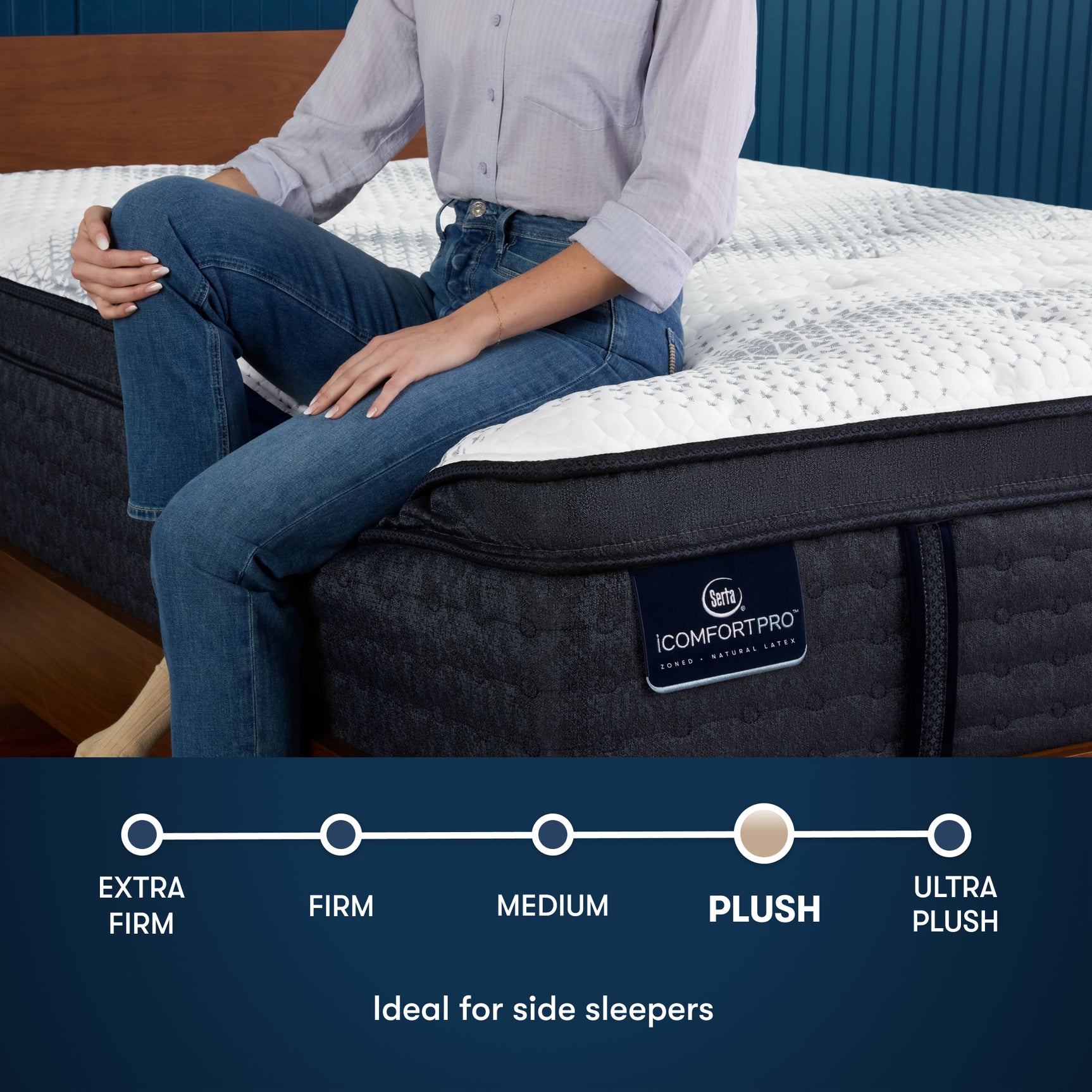 iComfortPro Dartmouth 15" Dark Blue/White Latex Foam California King Plush Pillow Top Mattress - Ornate Home