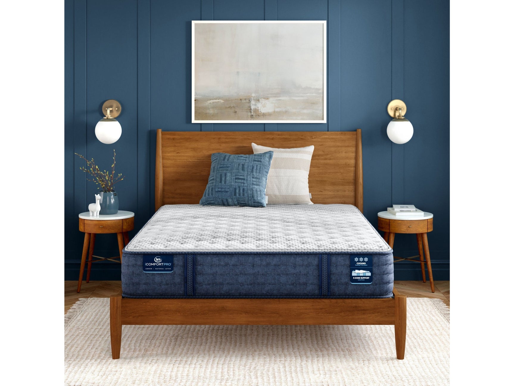 iComfortPro Granby 11.5" Dark Blue/White Latex Foam Cal King Extra Firm Mattress - Ornate Home