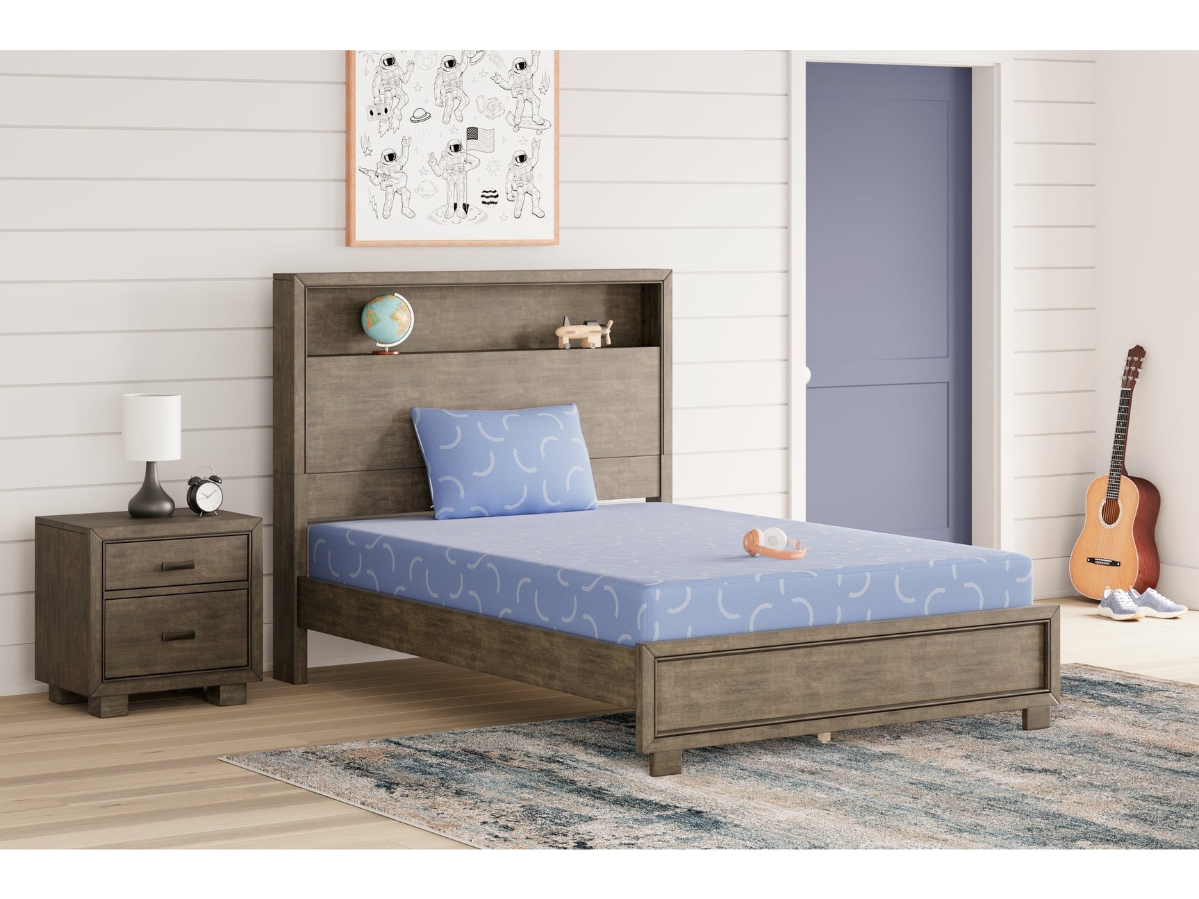 iKidz Ocean Blue Twin Mattress and Pillow - Ornate Home
