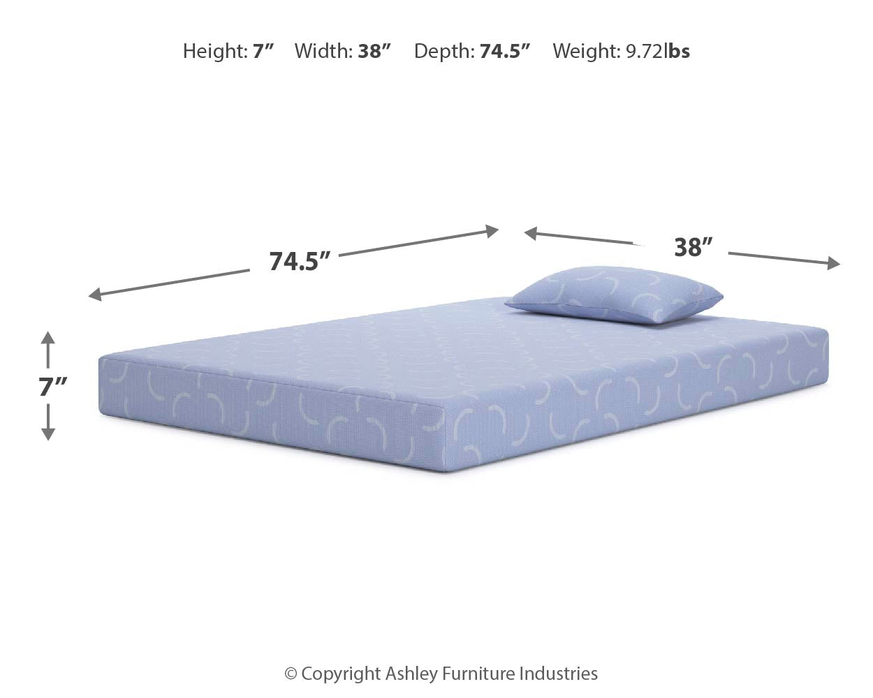 iKidz Ocean Blue Twin Mattress and Pillow - Ornate Home