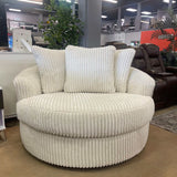 Lindyn Ivory Oversized Swivel Accent Chair - Ornate Home