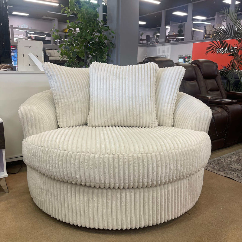 Lindyn Ivory Oversized Swivel Accent Chair - Ornate Home