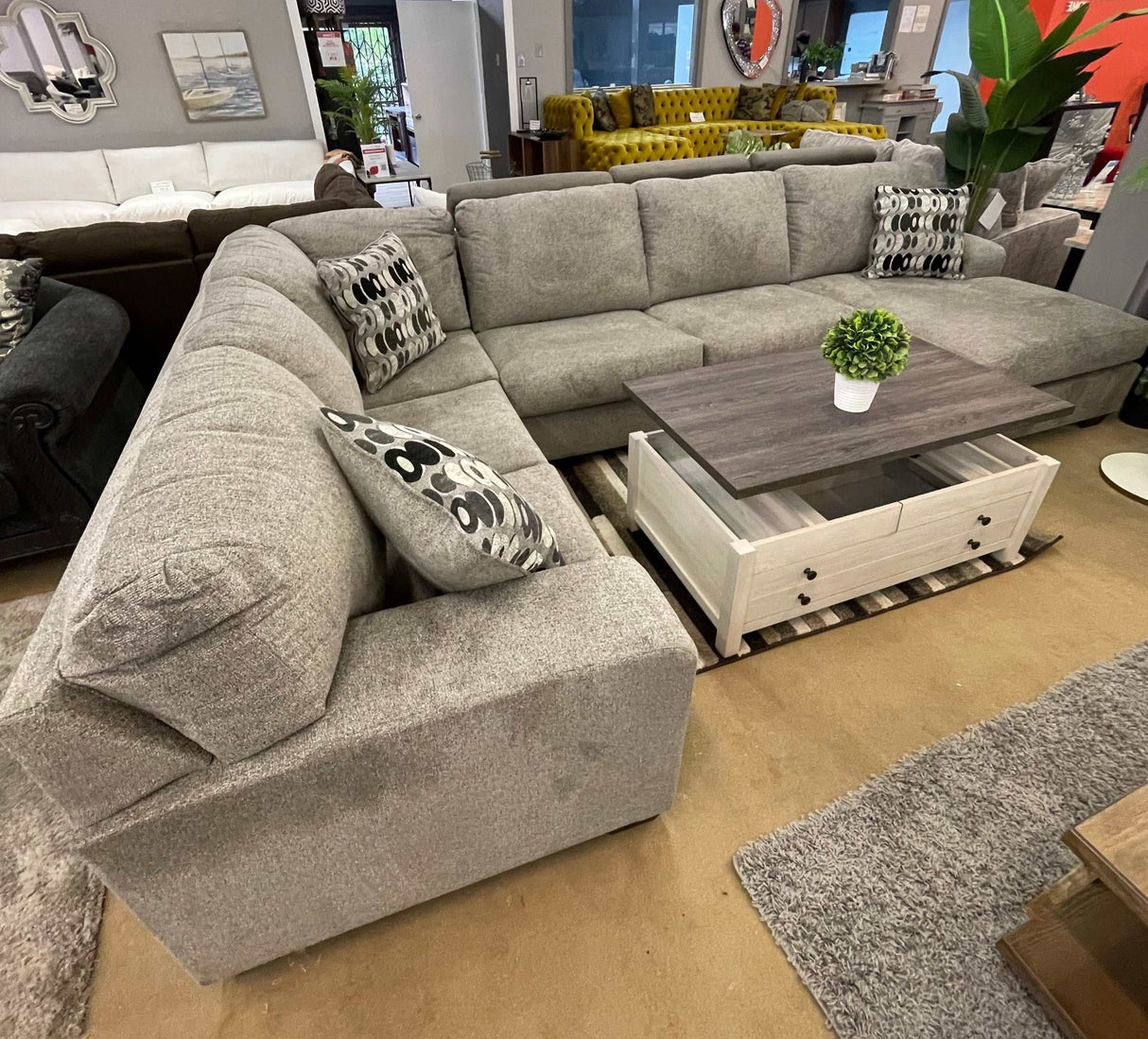 (Online Special Price) Ballinasloe Platinum 3pc Sectional Sofa w/ RAF Chaise - Ornate Home