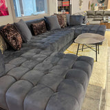 Ariana Gray Velvet Double Chaise "U" Shape Sectional Sofa - Ornate Home