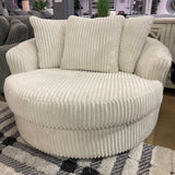 Lindyn Ivory Oversized Swivel Accent Chair - Ornate Home